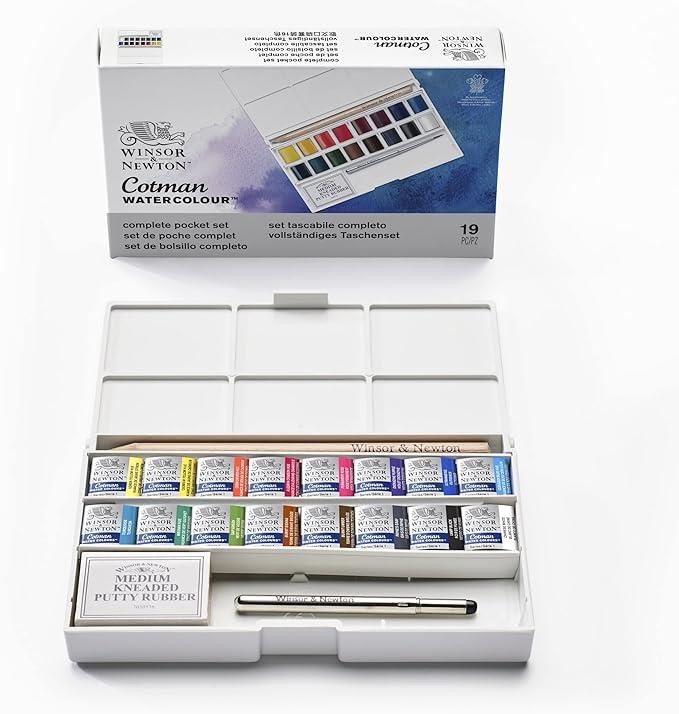 Caja acuarelas cotman bolsillo deluxe 1-2 godet