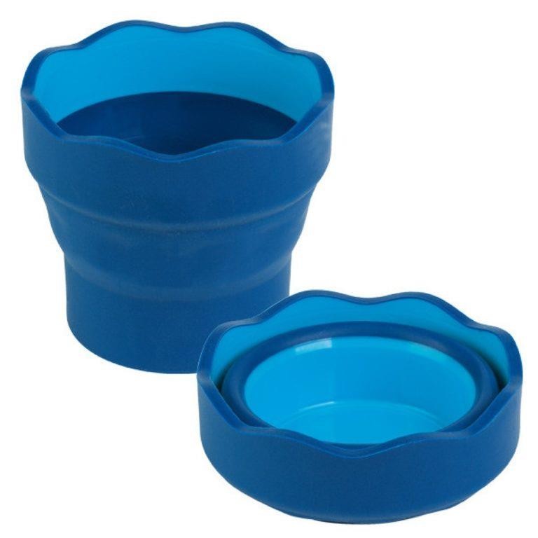 Recipiente limpia pinceles clic  go faber-castell azul