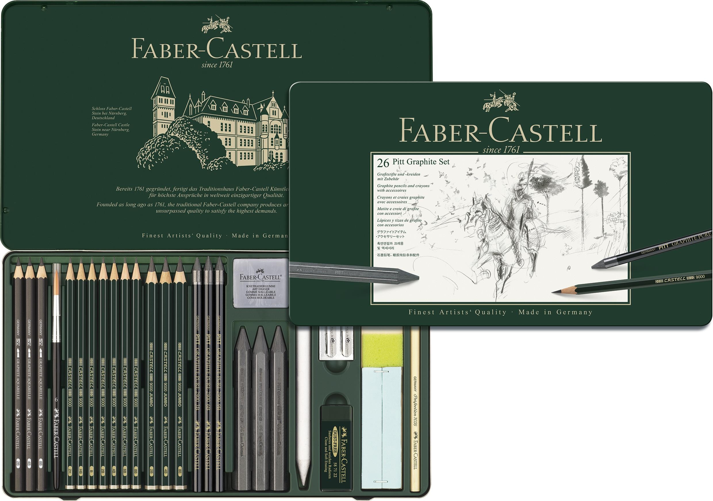 Estuche faber-castell  pitt monochrome 26 piezas