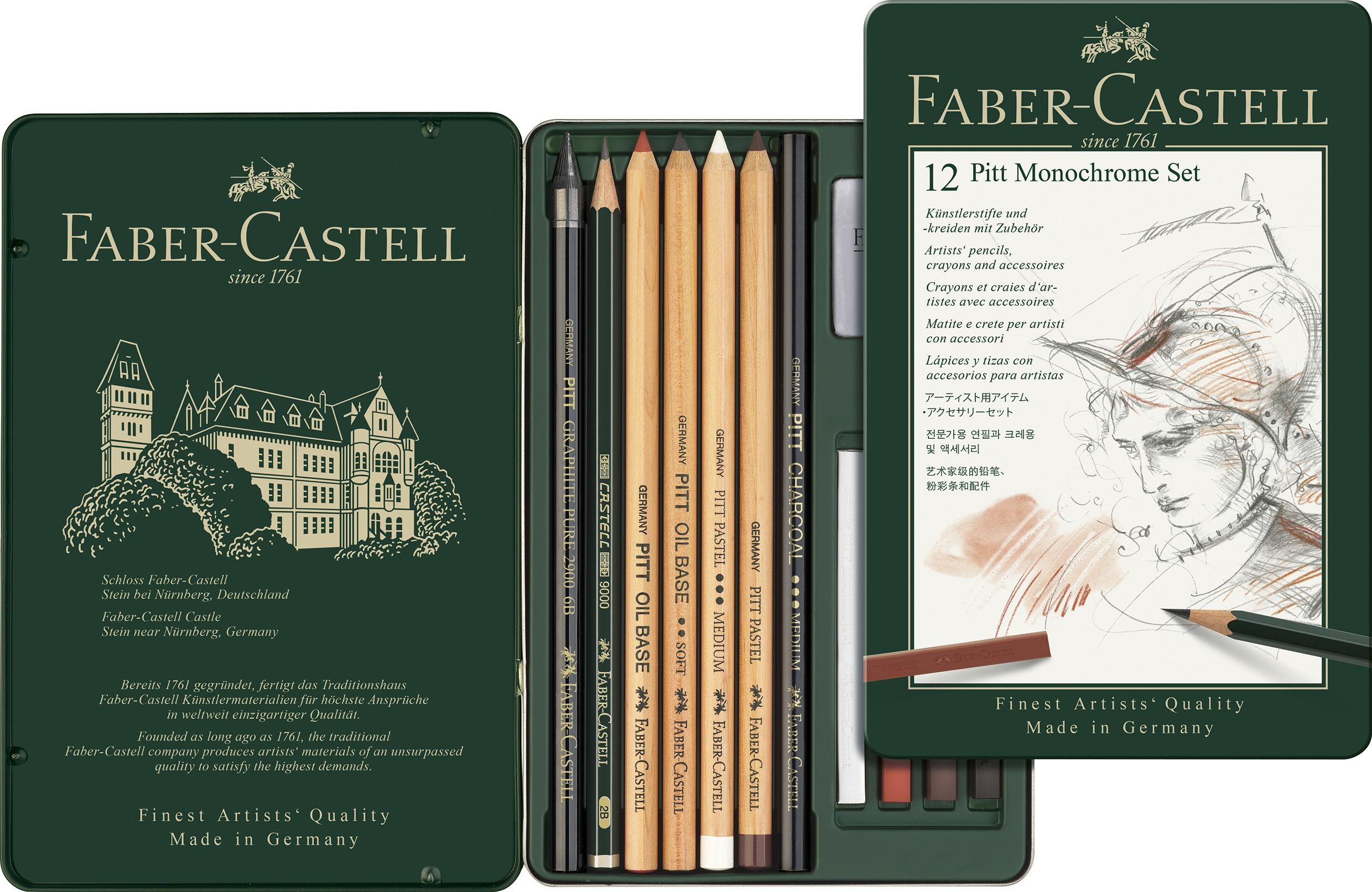 Estuche faber-castell  pitt monochrome 12 piezas