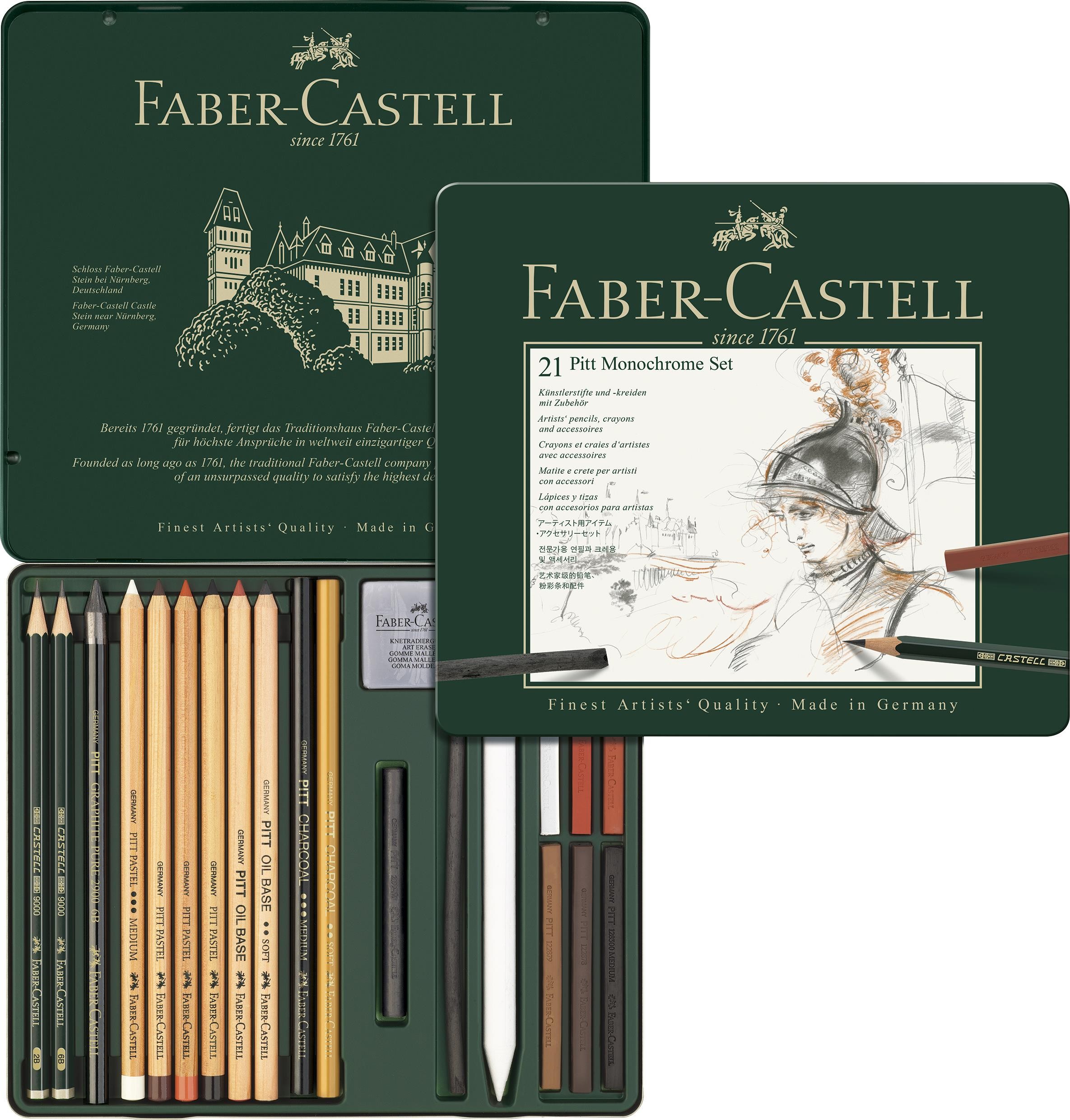 Estuche faber-castell pitt monochrome 21 piezas