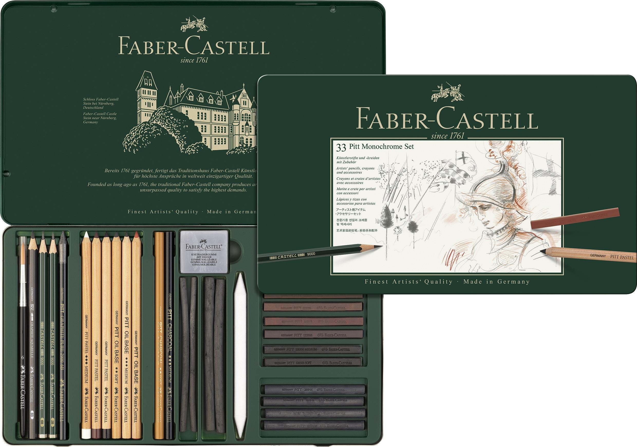 Estuche faber-castell pitt monochrome 33 piezas
