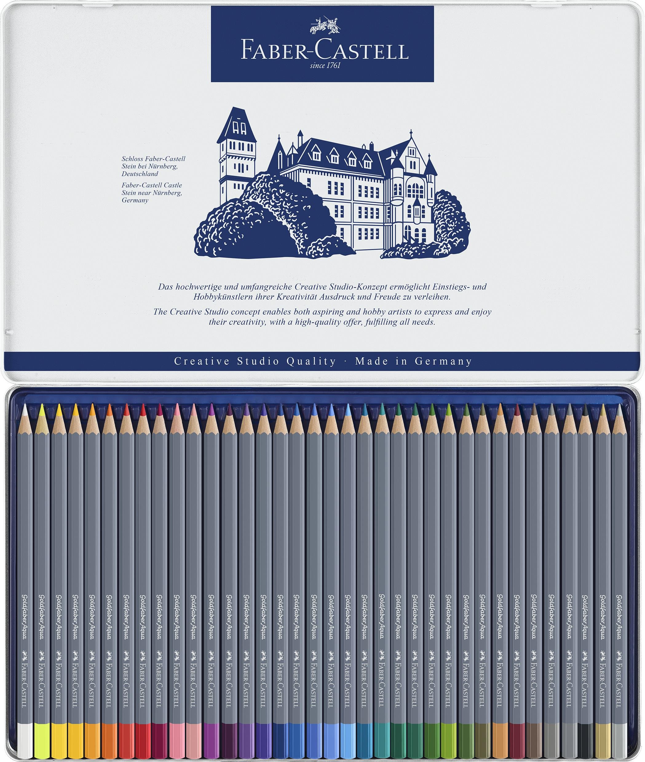 Caja lapices faber-castell metal acuarelables 36 unidades