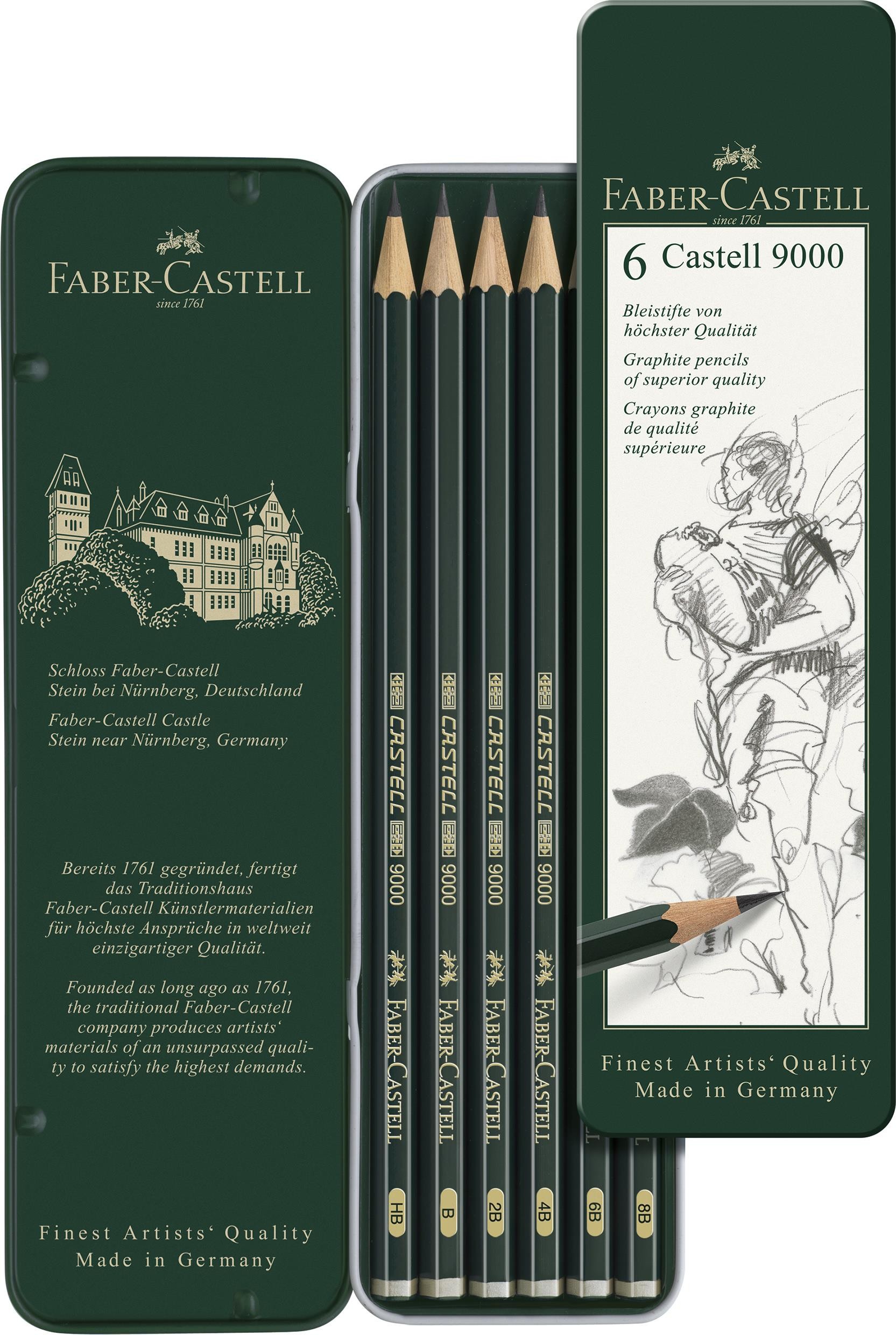 Caja lapices faber-castell grafito 9000 6 unidades