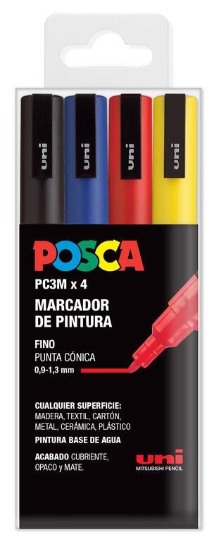Caja rotuladores posca pc3m tonos basicos 4 unidades