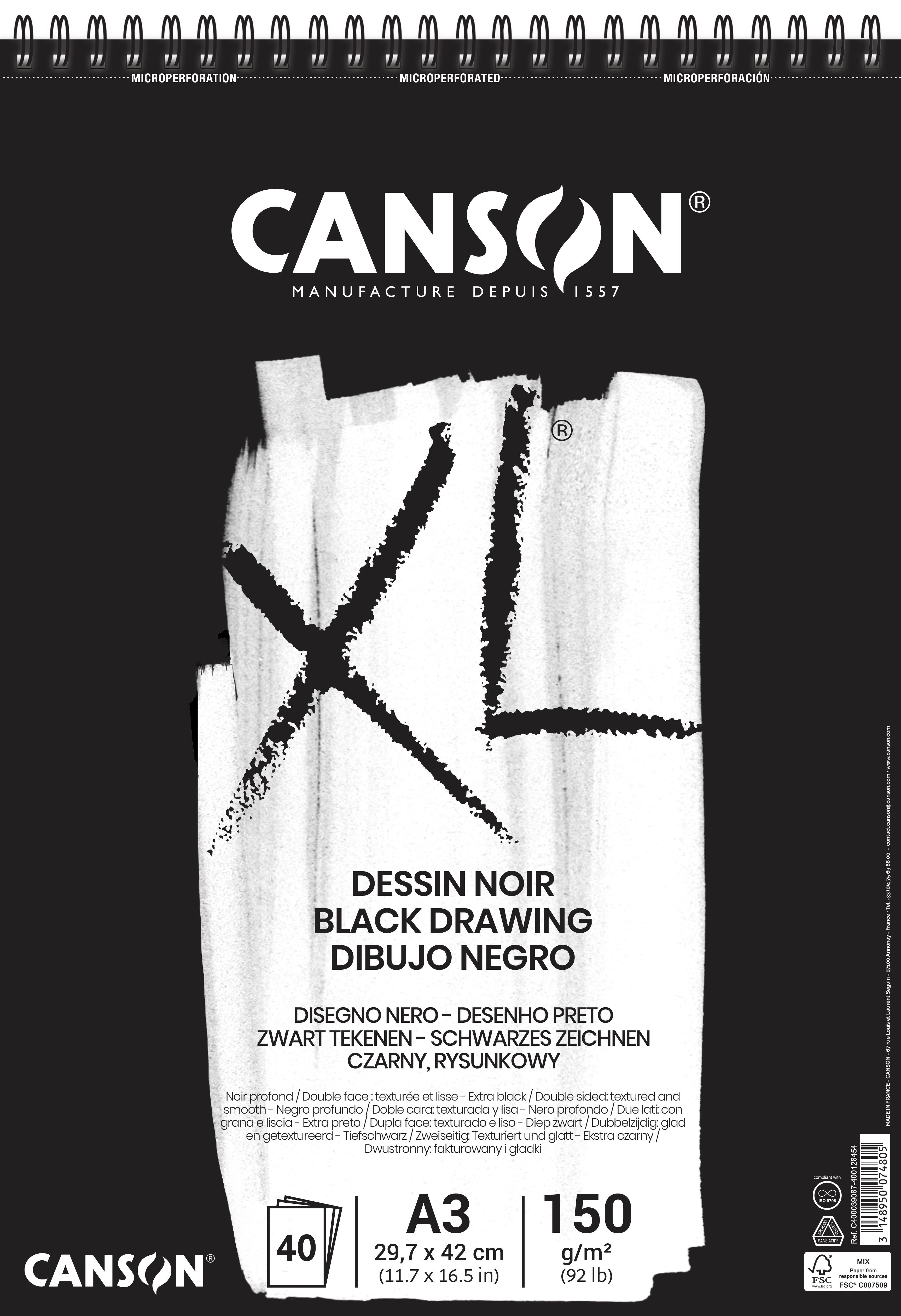 Bloc canson xl dessin negro a3 40 h 150 gr