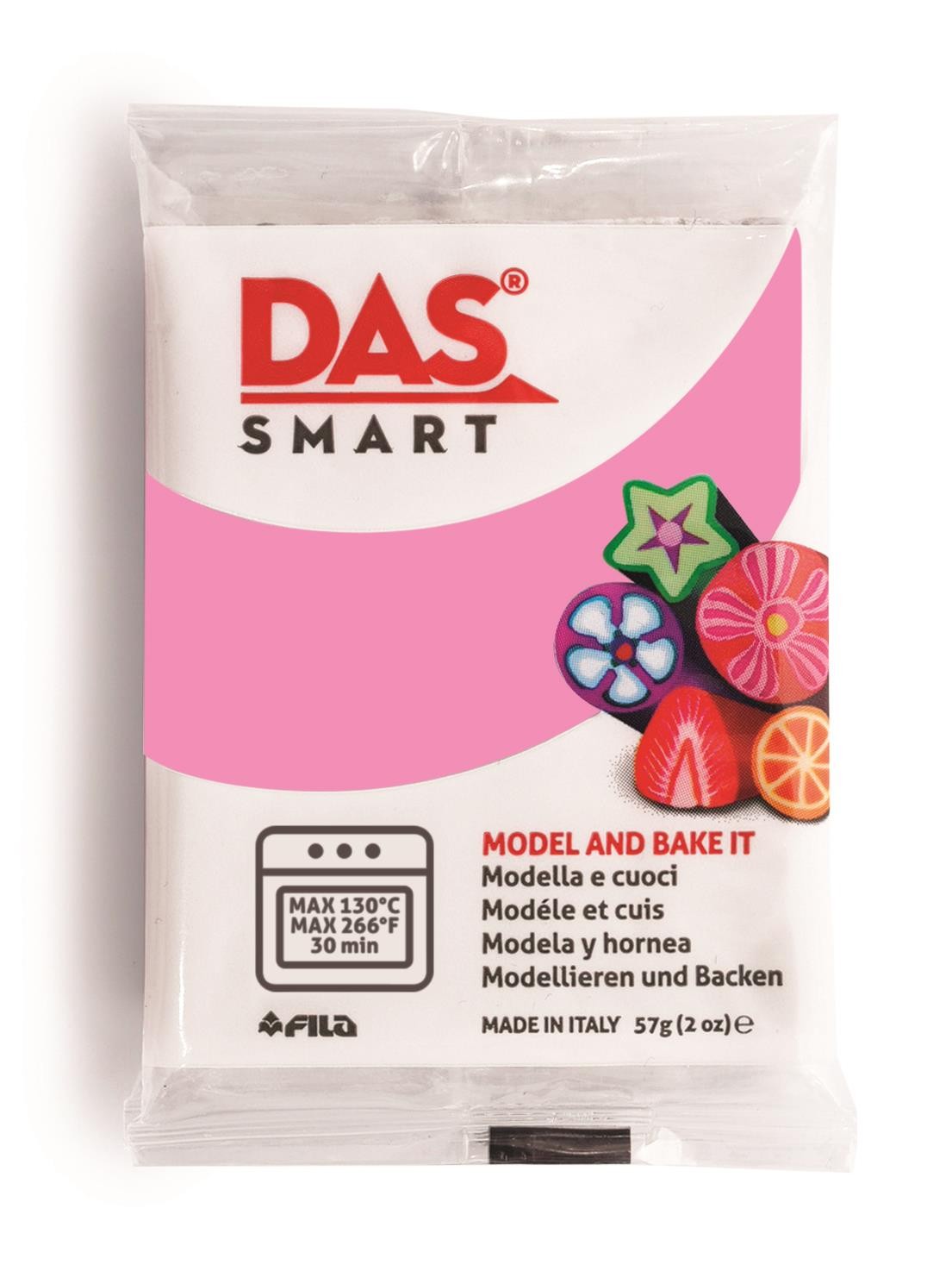 Pastilla arcilla polimerica das smart 57 gr rosa