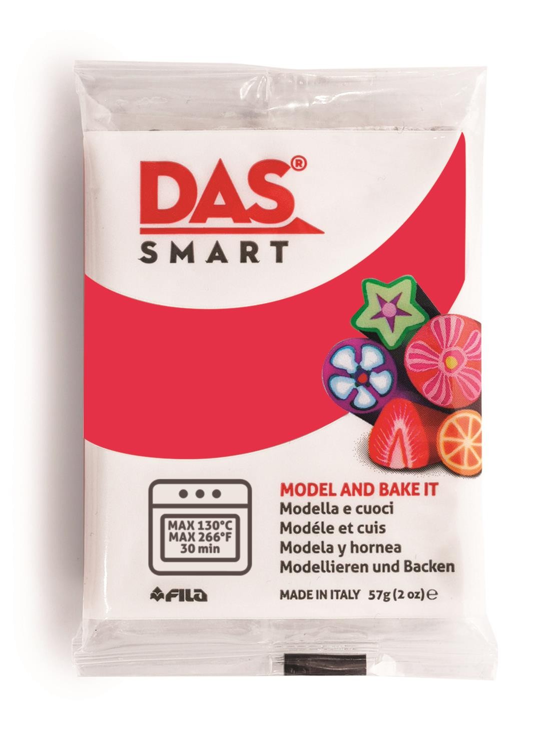 Pastilla arcilla polimerica das smart 57 gr rojo carmin