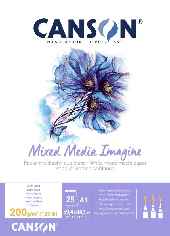 Bloc canson mix media a1 25 h 200 gr