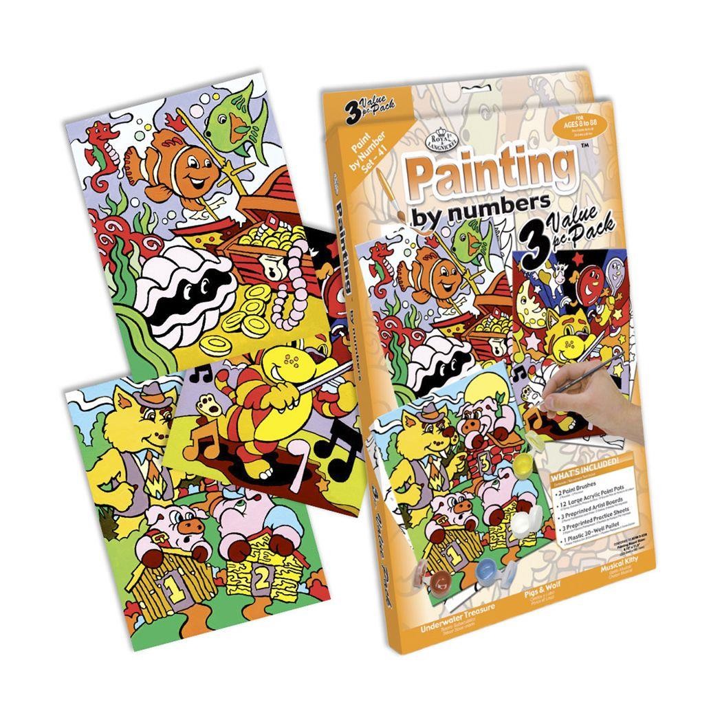 Set pintar michel por numeros animales pack de 3