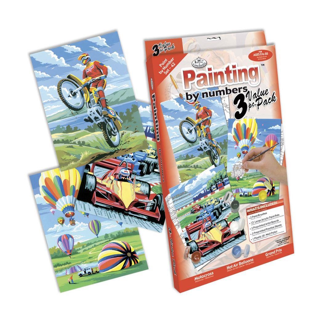 Set pintar michel por numeros aventura  pack de 3
