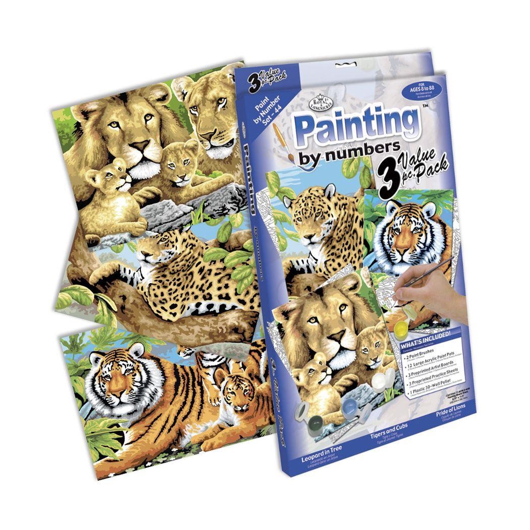 Set pintar michel por numeros felinos pack de 3