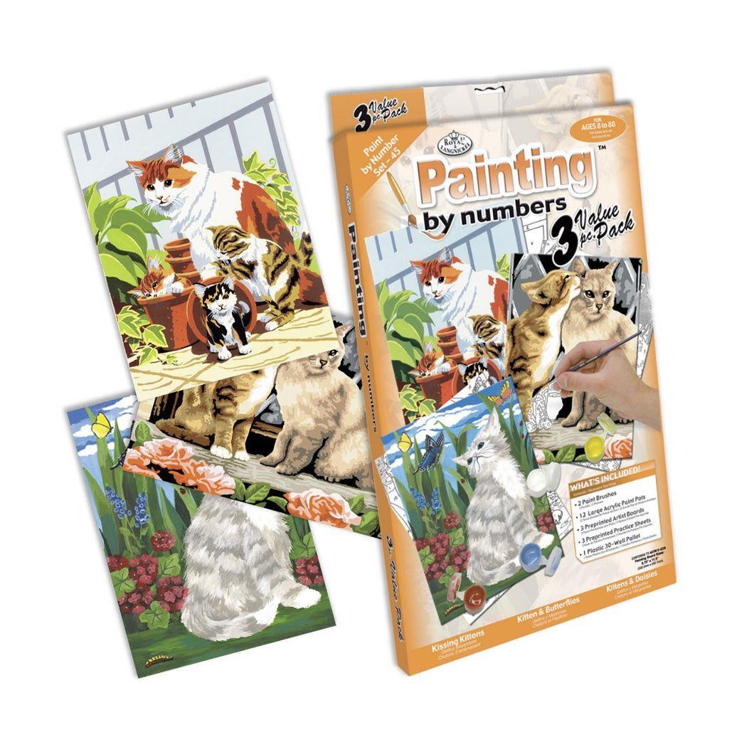 Set pintar michel por numeros gatos pack de 3