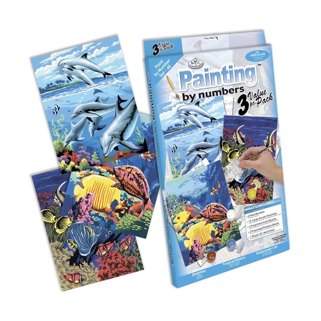 Set pintar michel por numeros animales oceano pack de 3
