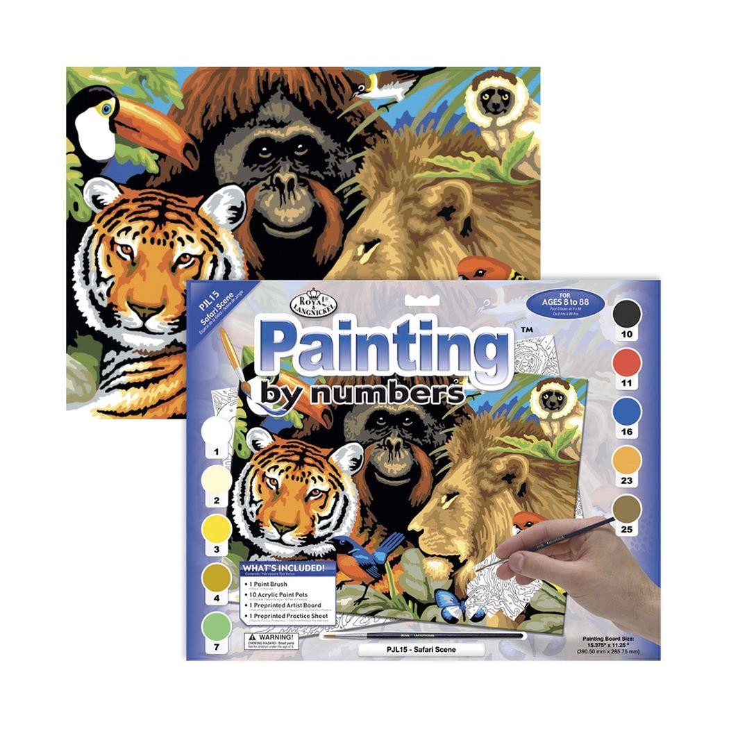 Set pintar michel por numeros animales jungla pack de 3
